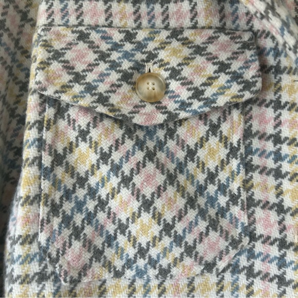 Aura Jacket Plaid Tweed Collared White Gray Pink Button Women’s Small - Picture 5 of 8